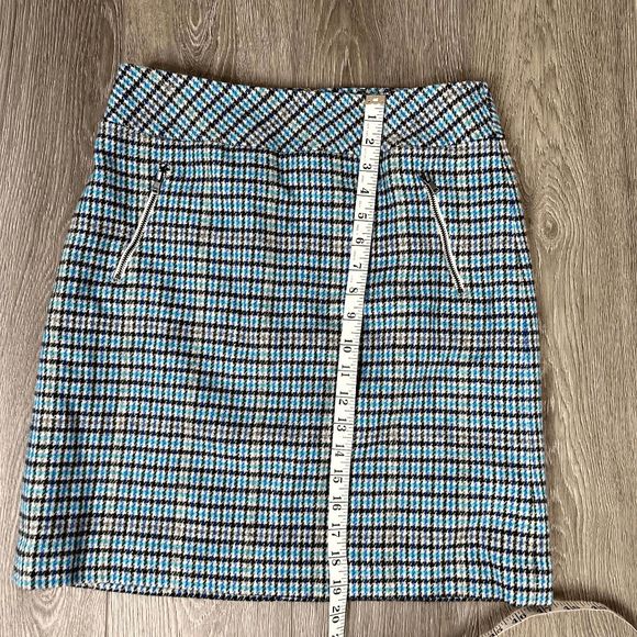Talbots Dresses & Skirts - Talbots Blue Multi Wool Blend Houndstooth Lined Zip Pockets Academia Skirt 4